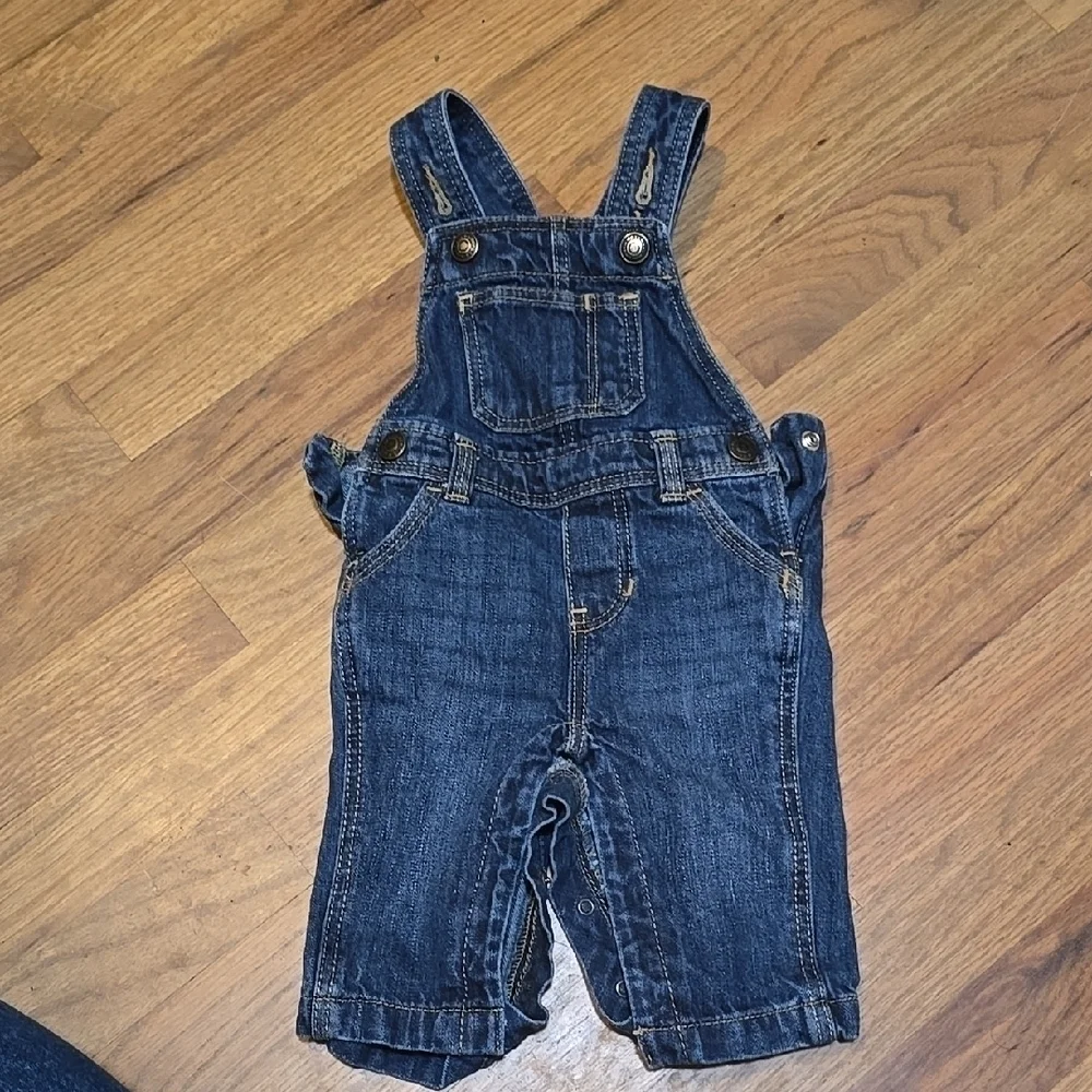 Old Navy Blue Denim Overalls with Bib Front and Shoulder Straps 3-6M